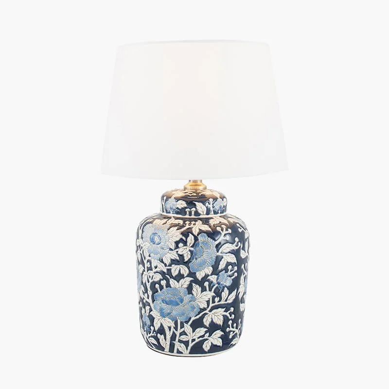 Fleur Blue Floral Ceramic Table Lamp - Image 3