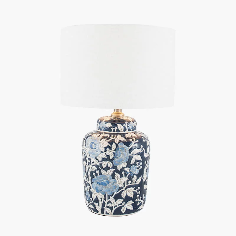 Fleur Blue Floral Ceramic Table Lamp - Image 2
