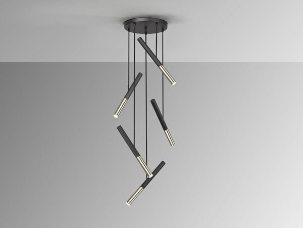 Edna 5 Light Black and Gold Pendant