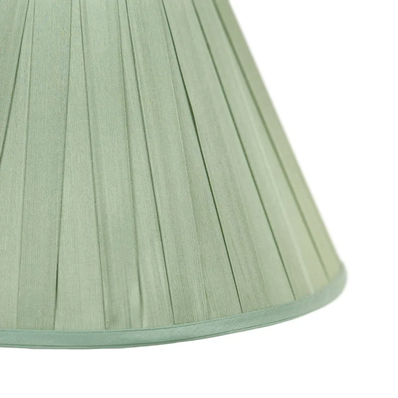 Dupion silk empire lampshade box pleated in sage green - Image 2