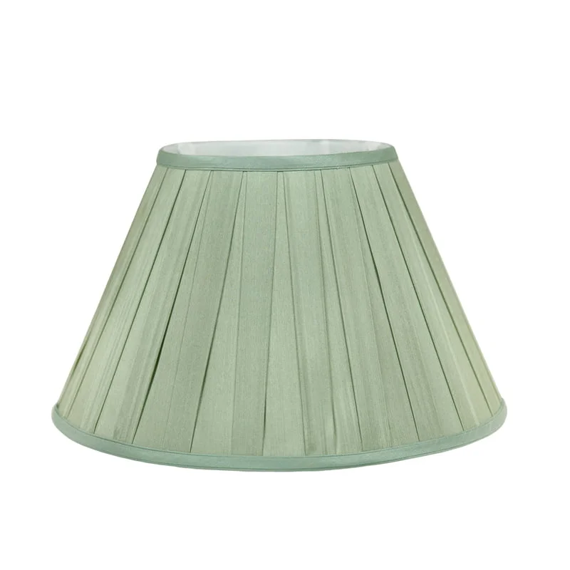 Dupion silk empire lampshade box pleated in sage green