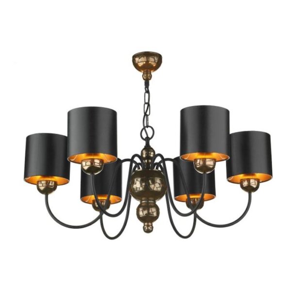 Garbo Bronze 6 Light Pendant with Black Shades