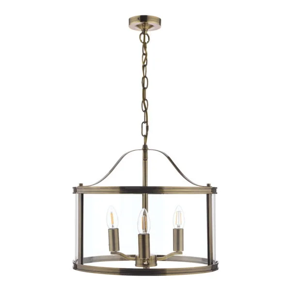 Laura Ashley Harrington Antique Brass 3 Light Lantern Ceiling Light