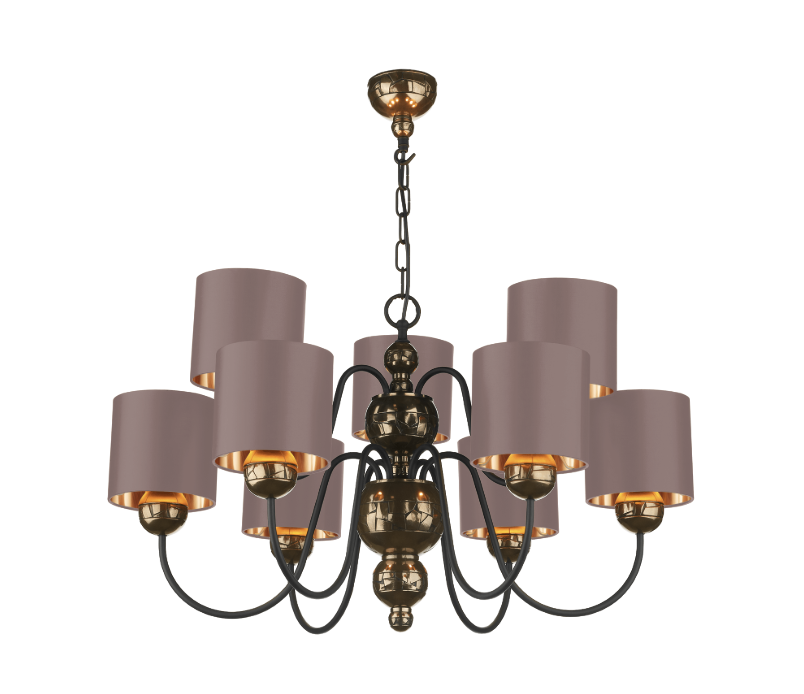 Garbo 9 Light Bronze or Pewter Pendant with Bespoke Shades Garbo 9 Light Bronze or Pewter Pendant with Bespoke Shades
