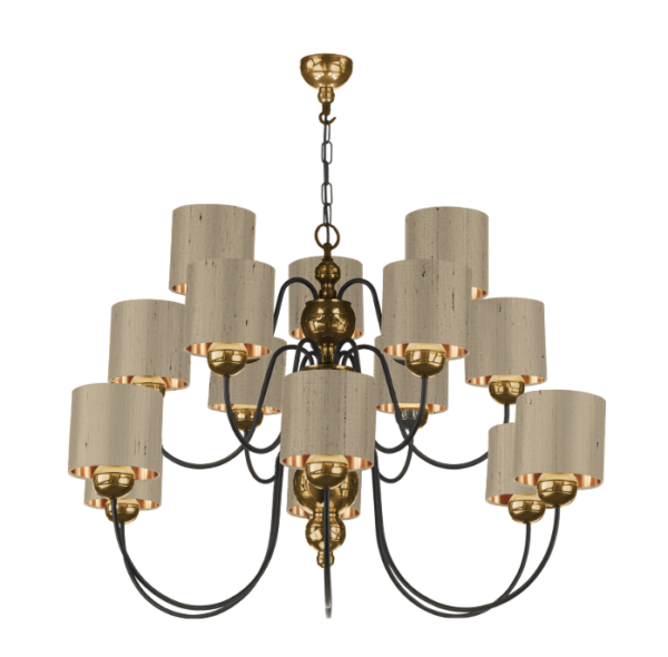 Garbo 15 Light Bronze or Pewter Pendant with Bespoke Shades