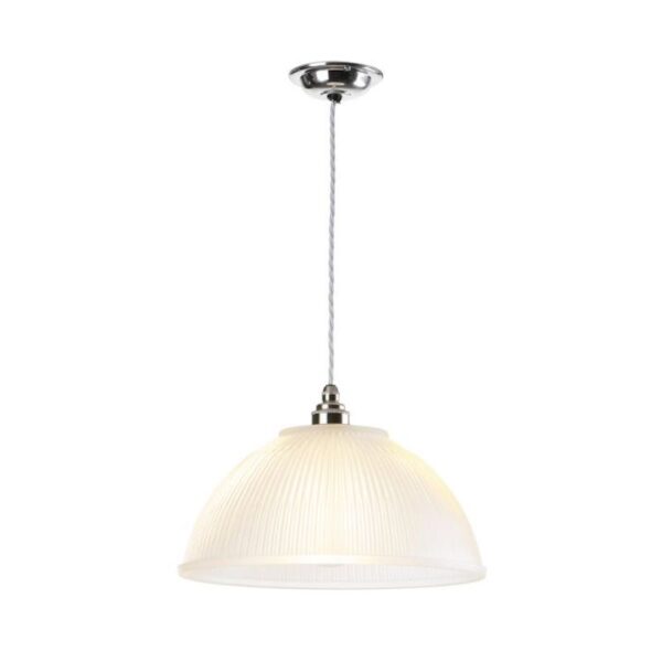 Yeats White Ribbed Glass Pendant