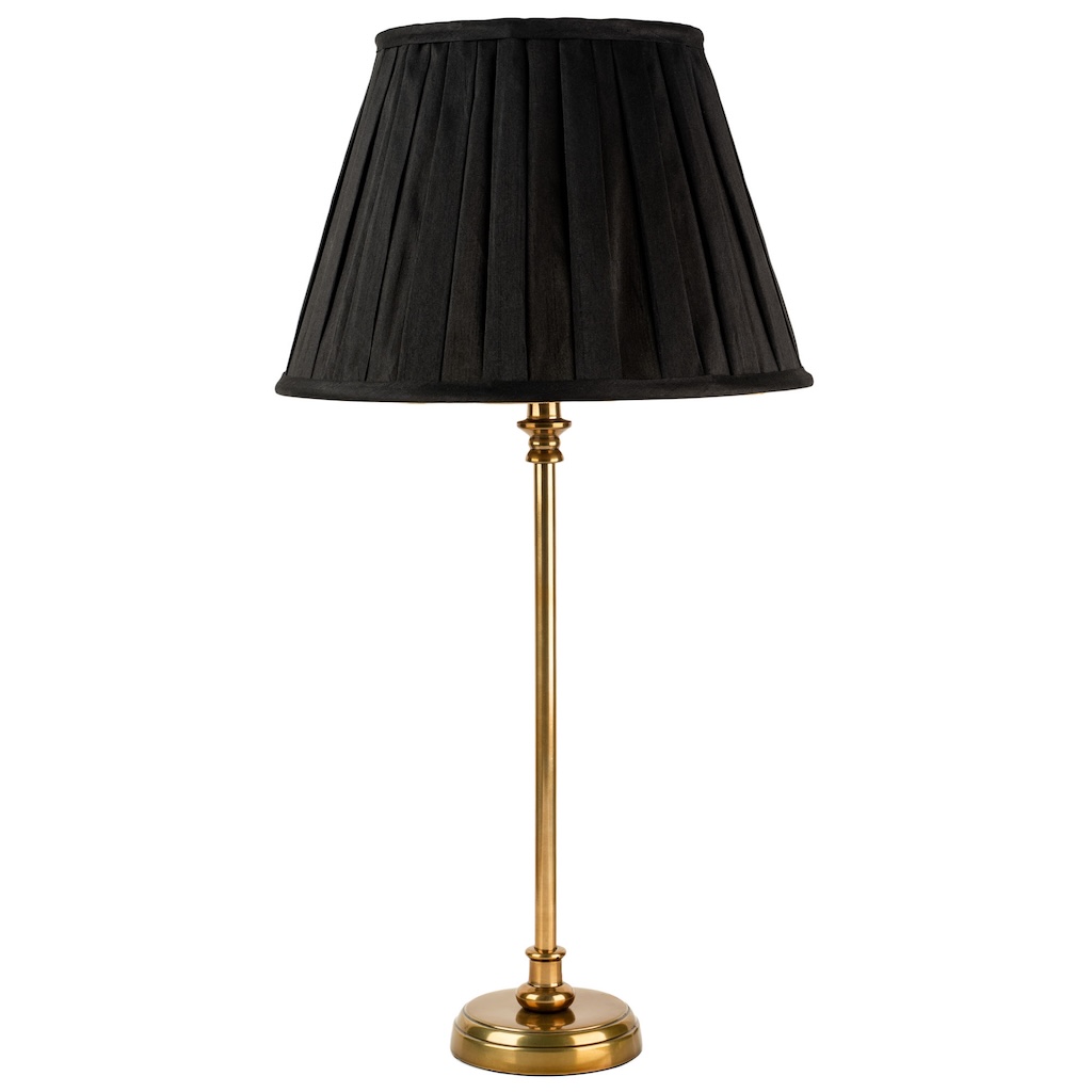 Round base antique brass table lamp medium medium round base antique brass table lamp with black box pleat shade