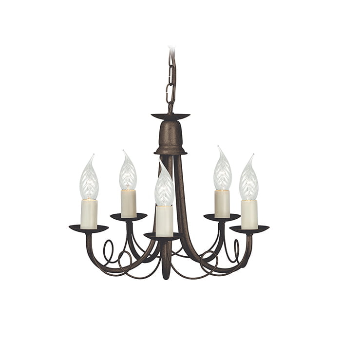 Payton 5 Arm Black and Gold Chandelier