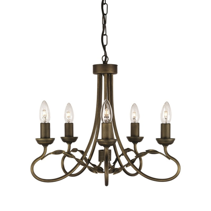 Jasmine 5 Arm Black and Gold Chandelier