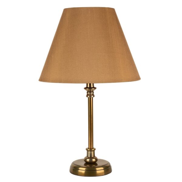 Round base antique brass table lamp small