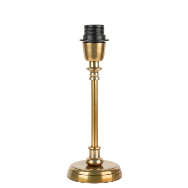 Small lamp base with a round base in an antique brass finish