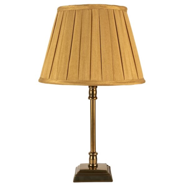 Square base antique brass table lamp small