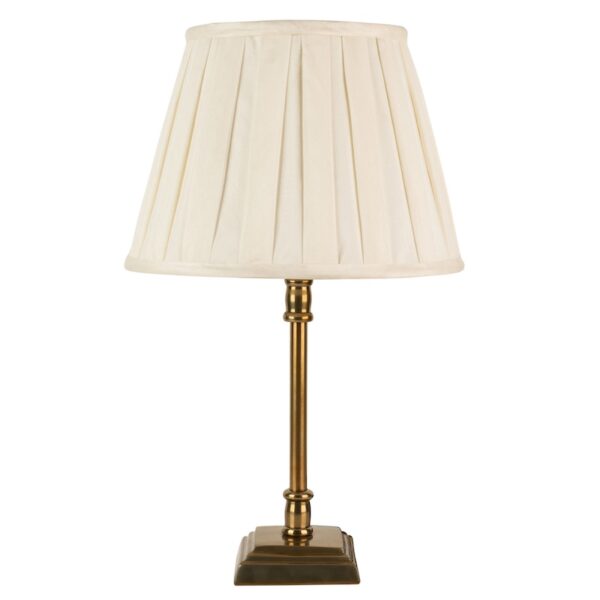 Square base antique brass table lamp small