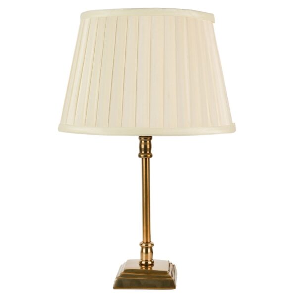 Square base antique brass table lamp small