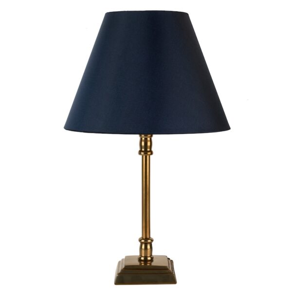 Square base antique brass table lamp small
