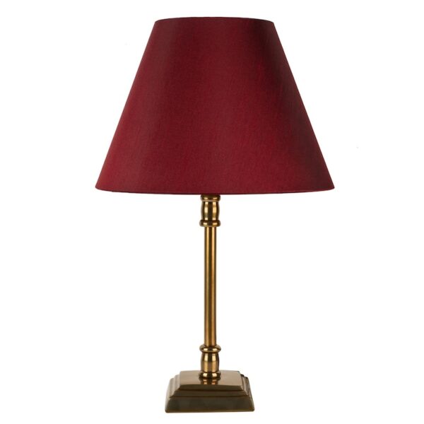 Square base antique brass table lamp small