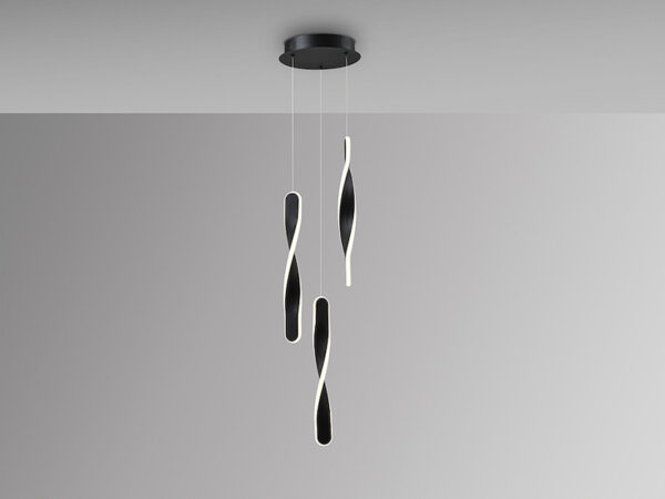 Twist 3 Light Black LED Pendant