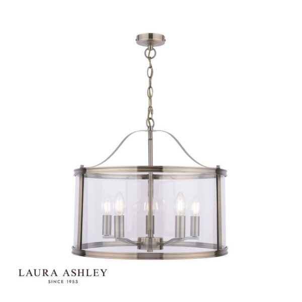 Laura Ashley Harrington Antique Brass 5 Light Lantern Ceiling Light