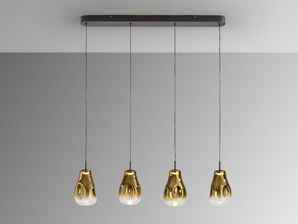 Aledis Matt Black and Golden 4 Light Bar Pendant
