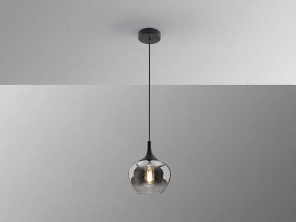 Opaz Matt Black and Smoke Single Pendant