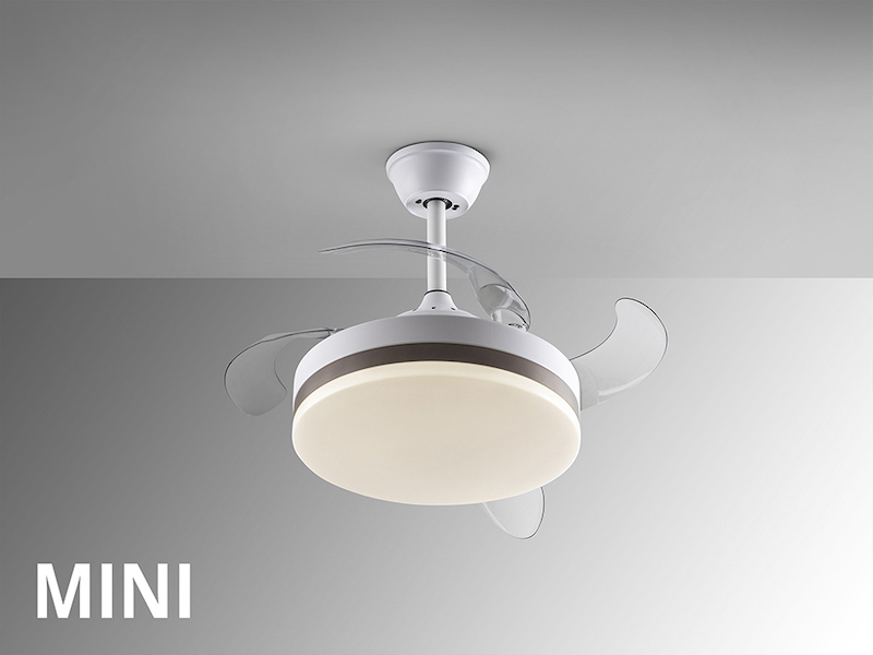 Vento Mini Retractable White and Bronze Ceiling Fan