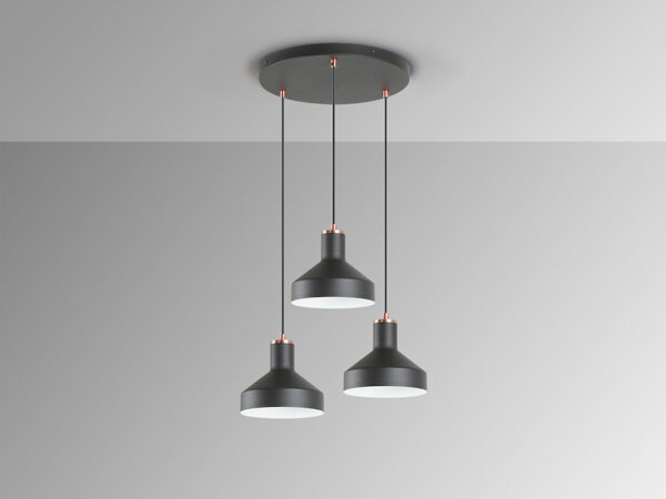 Irias Schuller 3 Light Black and Copper Pendant