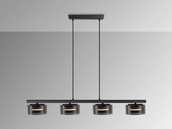 Olaia Schuller 4 Light Black and Smoke Pendant
