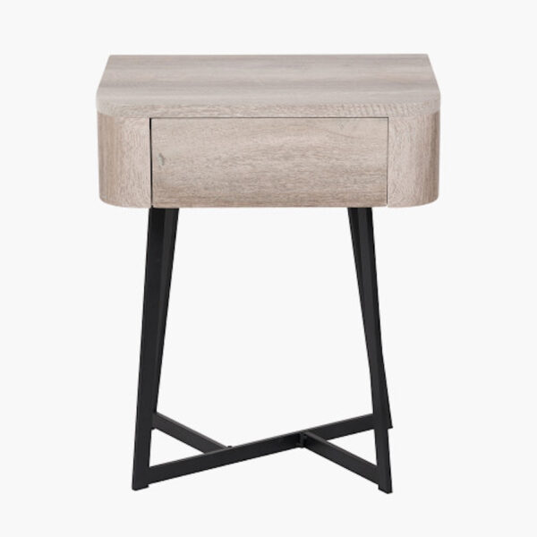 Ukiah Grey Oak Veneer and Black Metal Table