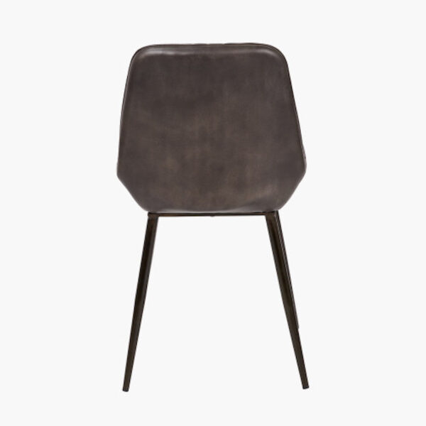 Angelo Peppercorn Leather and Bronze Metal Retro Dining Chair - Image 4