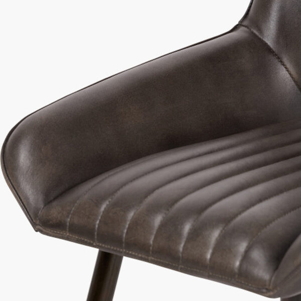Angelo Peppercorn Leather and Bronze Metal Retro Dining Chair - Image 3
