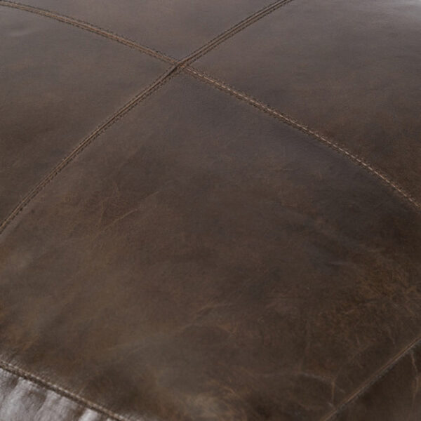Matteo Peppercorn Leather Square Pouffe - Image 3