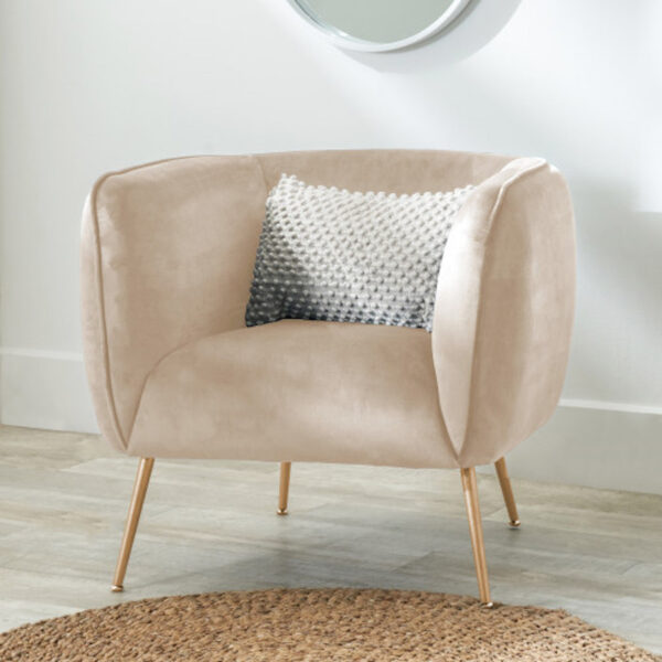 Lucca Biscuit Velvet and Metal Armchair - Image 3