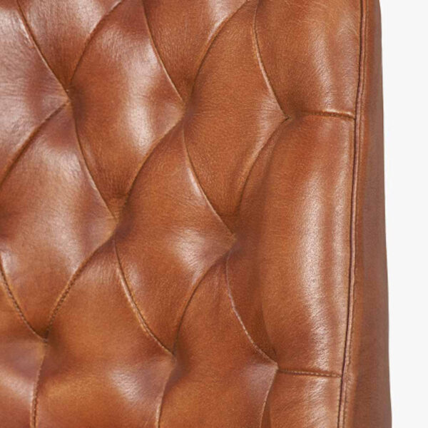 Camillo Vintage Brown Leather and Black Metal Diamond Back Dining Chair - Image 3