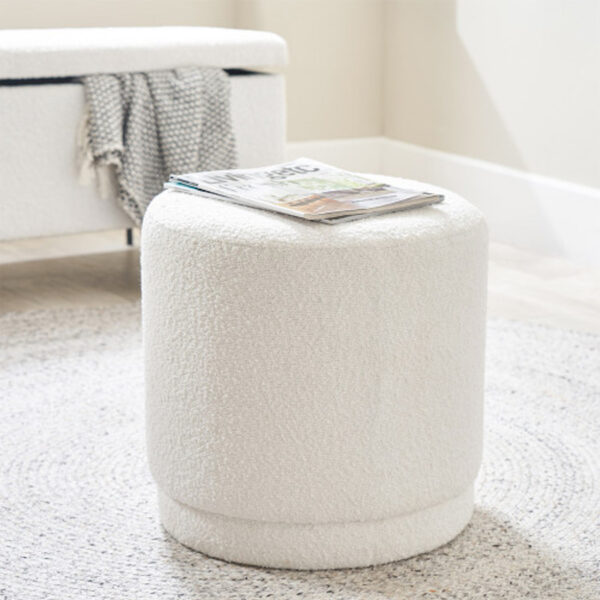 Sassari Bouclé Fabric Cylinder Pouffe - Image 3