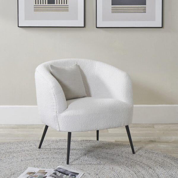 Siena Bouclé Fabric and Black Metal Tub - Image 5