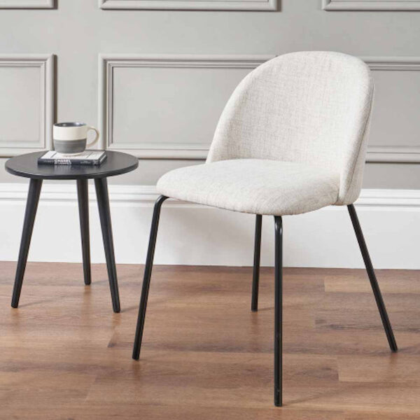 Turi Pebble Linen Mix and Black Metal Dining Chair - Image 4