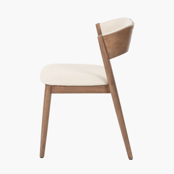 Elias Natural Linen and Dark Ash Wood Curved Back Dining Chair - Image 4
