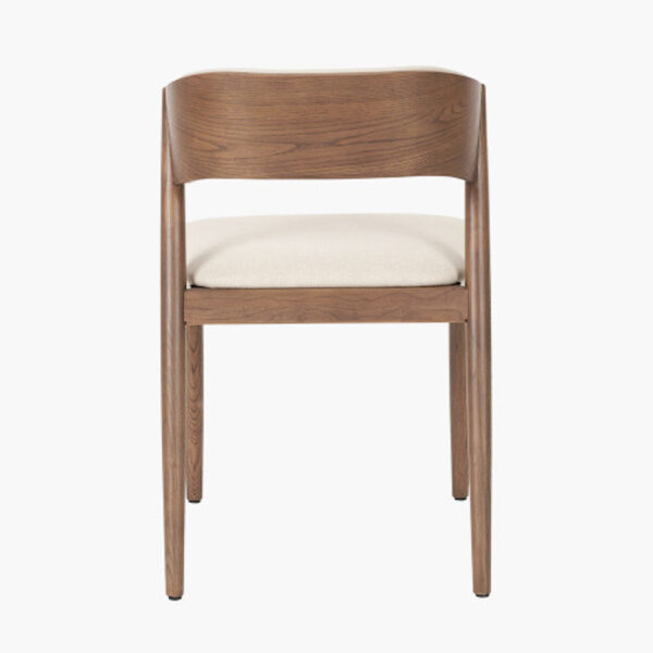 Elias Natural Linen and Dark Ash Wood Curved Back Dining Chair - Image 3