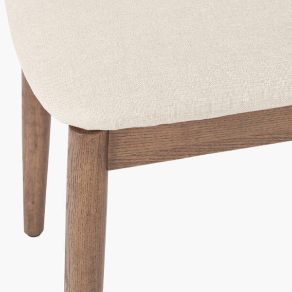Elias Natural Linen and Dark Ash Wood Curved Back Dining Chair - Image 6