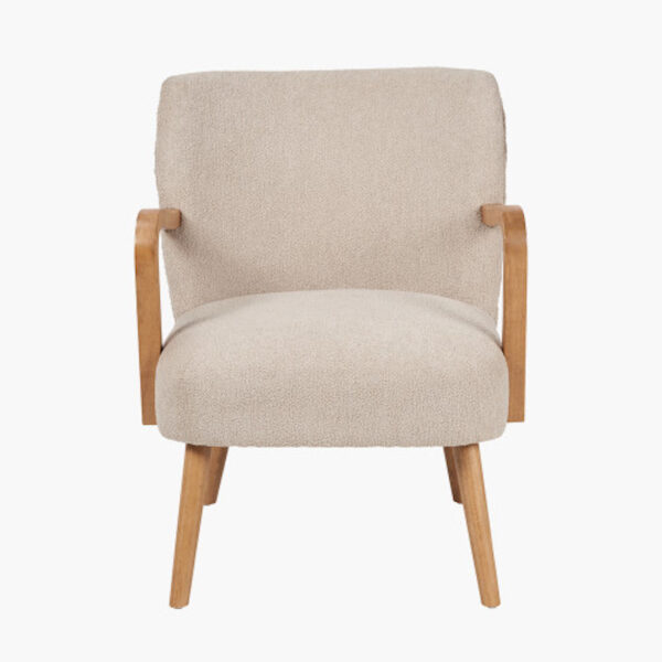 Sennori Taupe Teddy Fabric and Rubber Wood Occasional Chair - Image 2