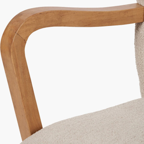 Sennori Taupe Teddy Fabric and Rubber Wood Occasional Chair - Image 4