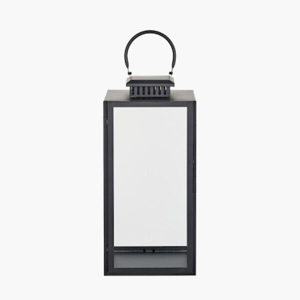 Black Stainless Steel and Glass Large Rectangular Lantern