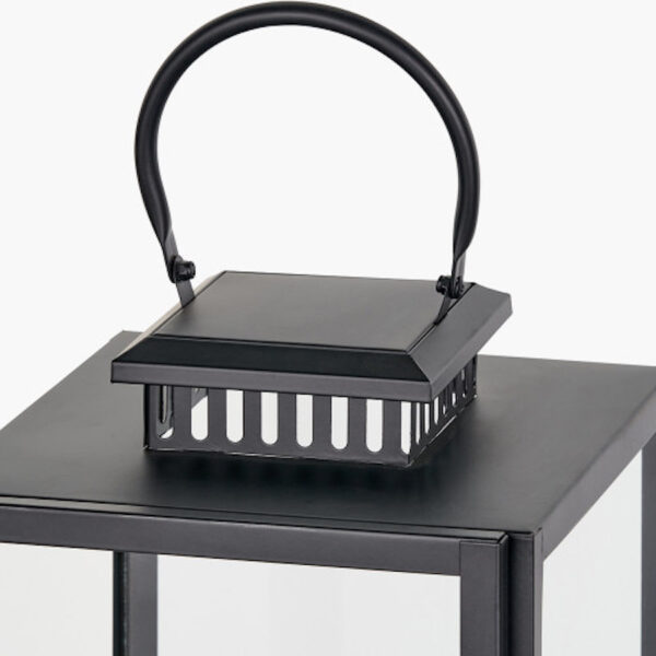Black Stainless Steel and Glass Large Rectangular Lantern - Image 2