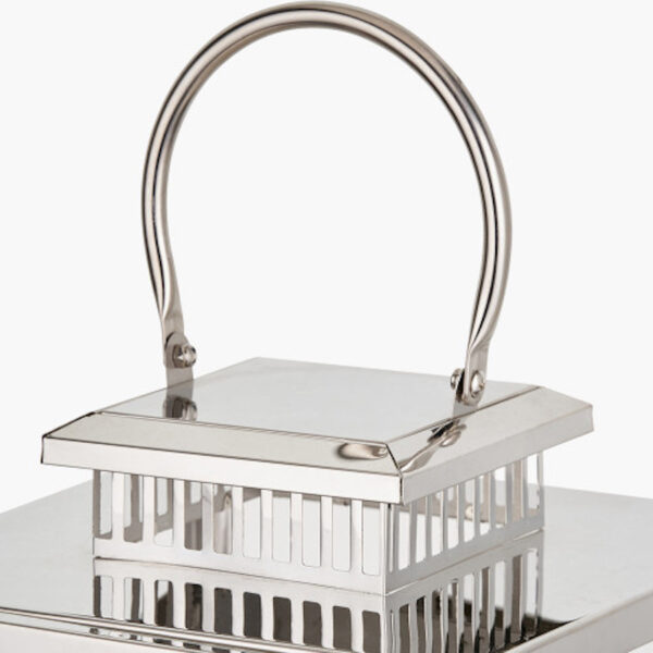 Silver Stainless Steel and Glass Large Rectangular Lantern - Image 3