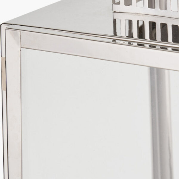 Silver Stainless Steel and Glass Large Rectangular Lantern - Image 2