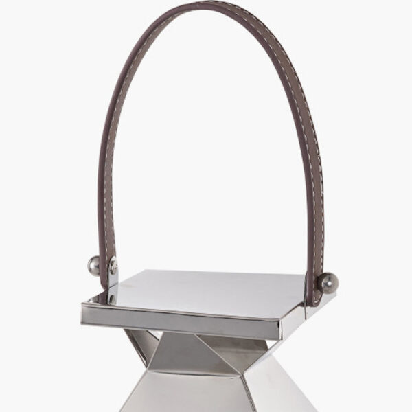 Silver Stainless Steel and Glass Large Tall Rectangular Lantern - Image 2
