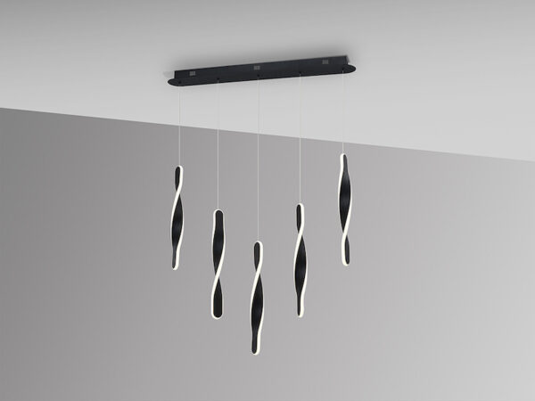 Twist 5 Light Black Bar LED Pendant