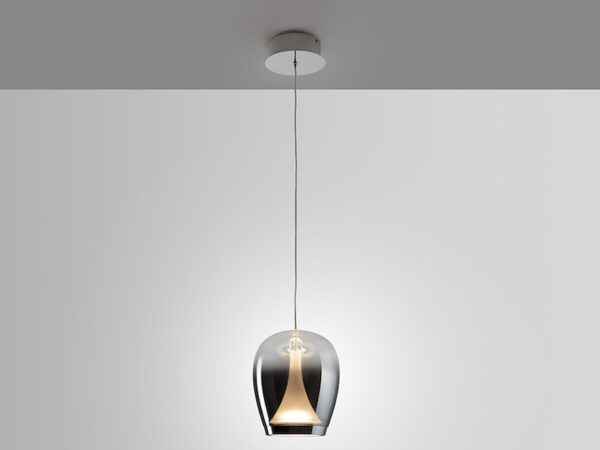 Suspiro Chrome and Smoke Glass Pendant