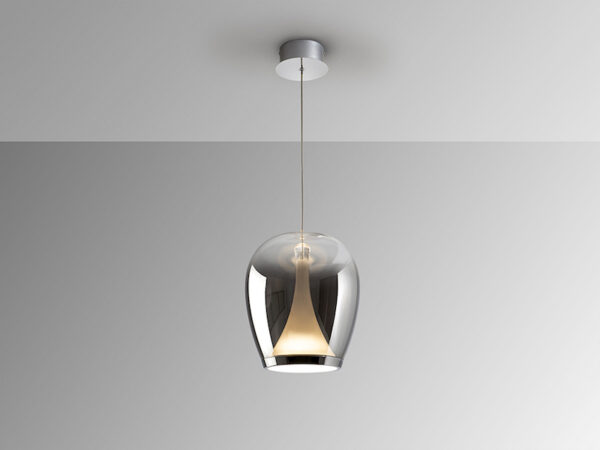 Suspiro Chrome and Smoke Glass Large Pendant