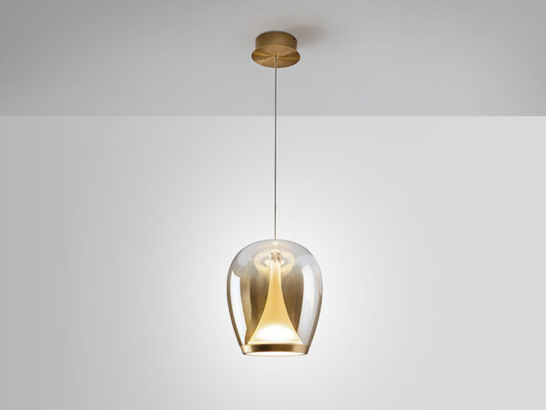 Suspiro Gold and Amber Glass Large Pendant